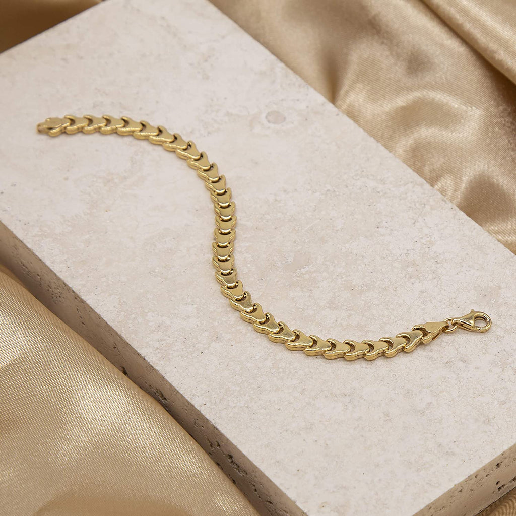 9ct Yellow Gold 6mm Stamped Fancy Link Bracelet 19cm - NiaYou Jewellery