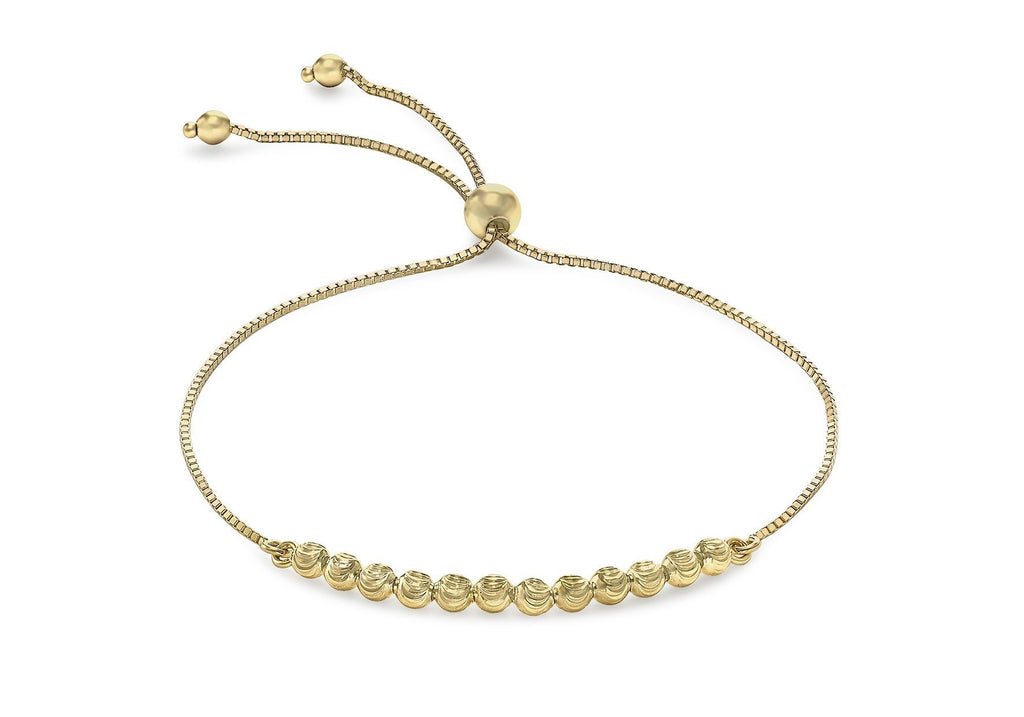 9ct Yellow Gold Adjustable Bracelet with Diamond Cut Ball Beads - NiaYou Jewellery