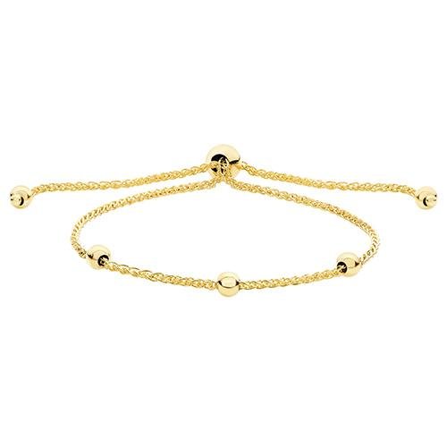 9ct Yellow Gold Adjustable Friendship Bracelet with Ball Beads - NiaYou Jewellery