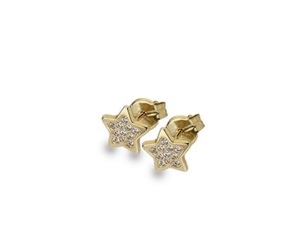 9ct Yellow Gold and Cubic Zirconia Star Stud Earrings - NiaYou Jewellery