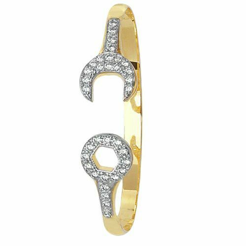 9ct Yellow Gold Baby Bangle Spanner with Cubic Zirconia - NiaYou Jewellery