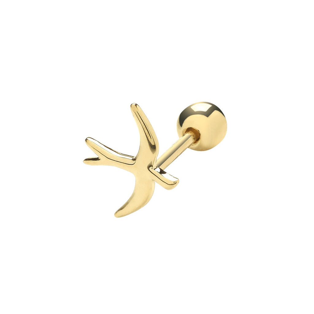 9ct Yellow Gold Bird Cartilage Post Stud Earring - NiaYou Jewellery