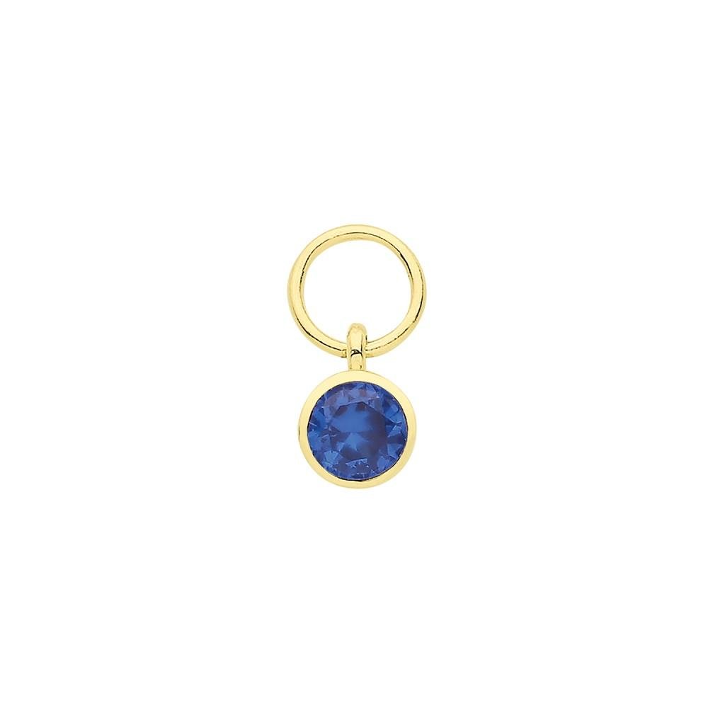 9ct Yellow Gold Blue Cubic Zirconia Hoop Charm - NiaYou Jewellery