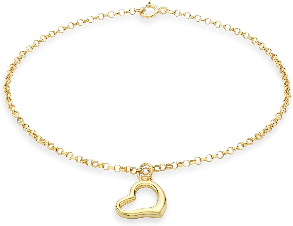9ct Yellow Gold Bracelet with Open Heart Charm - NiaYou Jewellery
