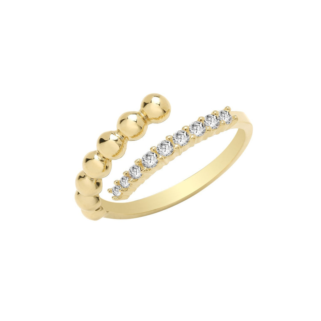 9ct Yellow Gold Bubble and Cubic Zirconia Wrap Ring - NiaYou Jewellery