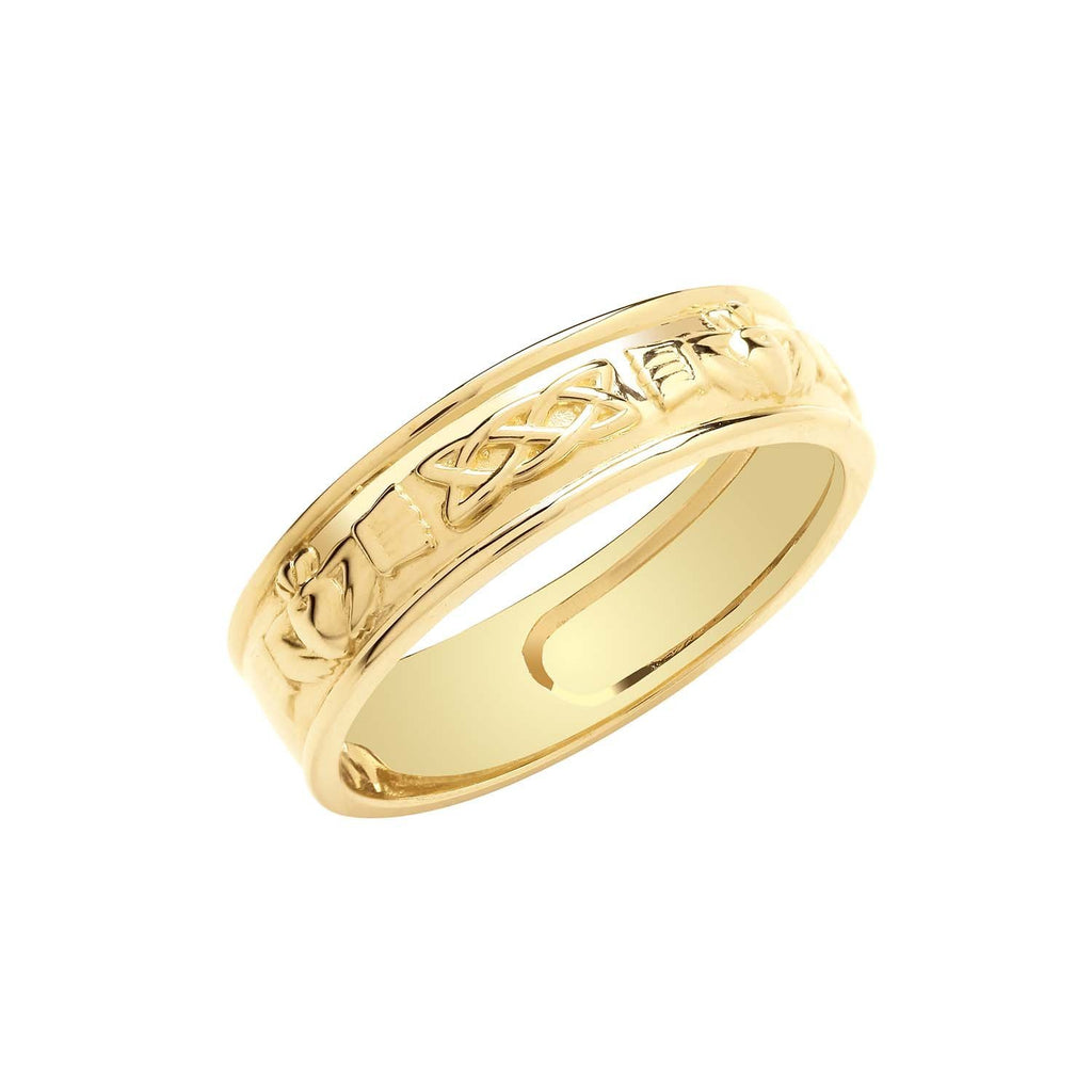 9ct Yellow Gold Celtic Claddagh Band Ring - NiaYou Jewellery