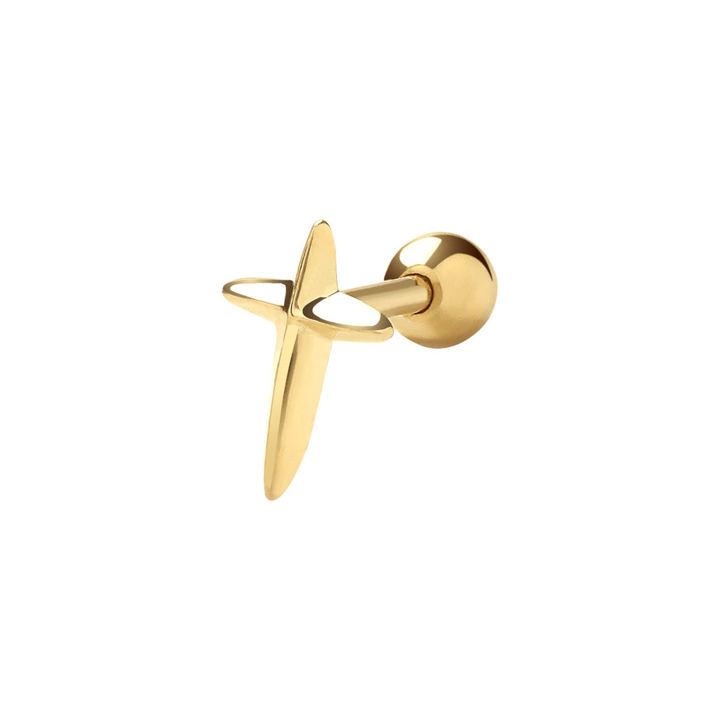 9ct Yellow Gold Cross Cartilage Post Stud Earring - NiaYou Jewellery