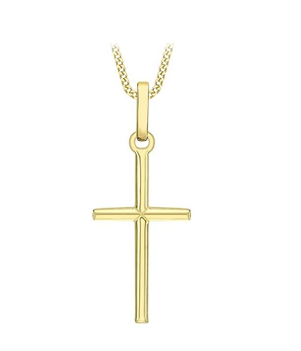 9ct Yellow Gold Cross Pendant with Curb Chain 46 cm - NiaYou Jewellery