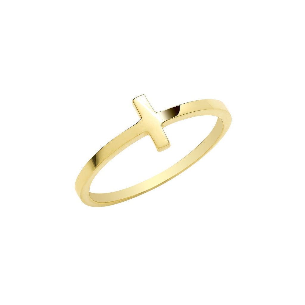 9ct Yellow Gold Cross Ring - NiaYou Jewellery
