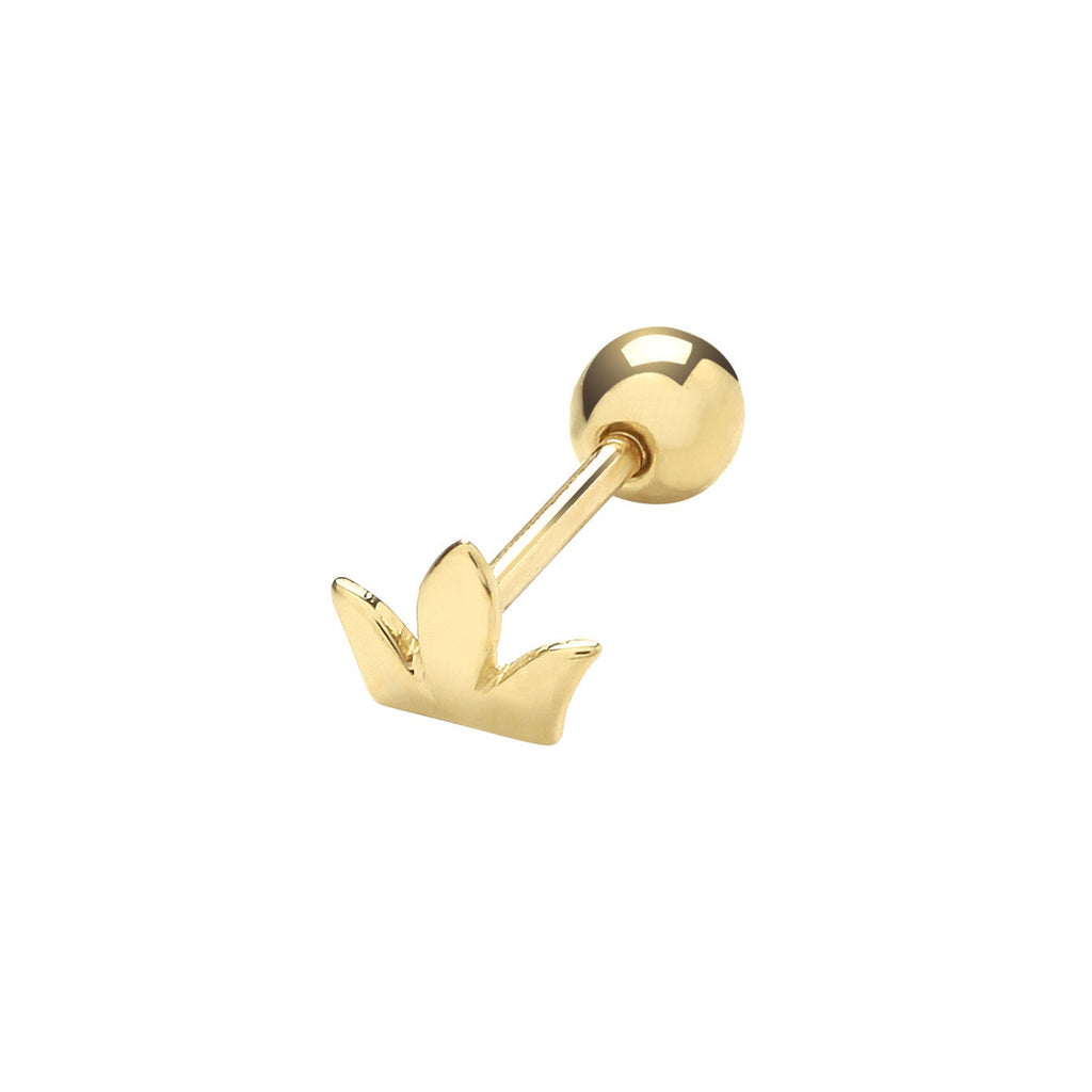 9ct Yellow Gold Crown Cartilage Post Stud Earring - NiaYou Jewellery