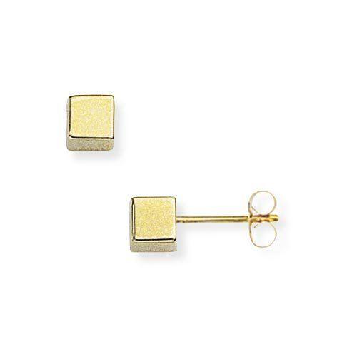 9ct Yellow Gold Cube Stud Earrings - NiaYou Jewellery