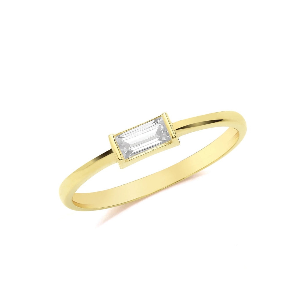 9ct Yellow Gold Cubic Zirconia Baguette Ring - NiaYou Jewellery