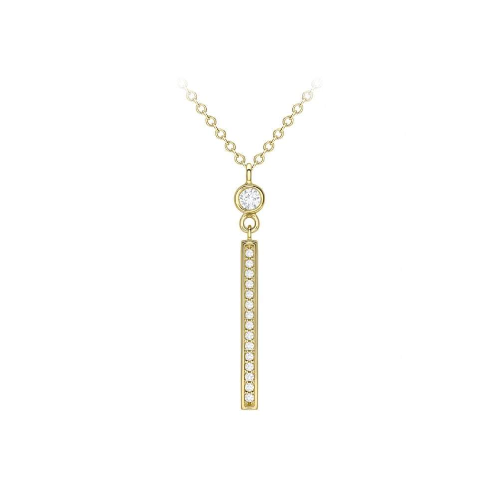9ct Yellow Gold Cubic Zirconia Bar Pendant Necklace - NiaYou Jewellery