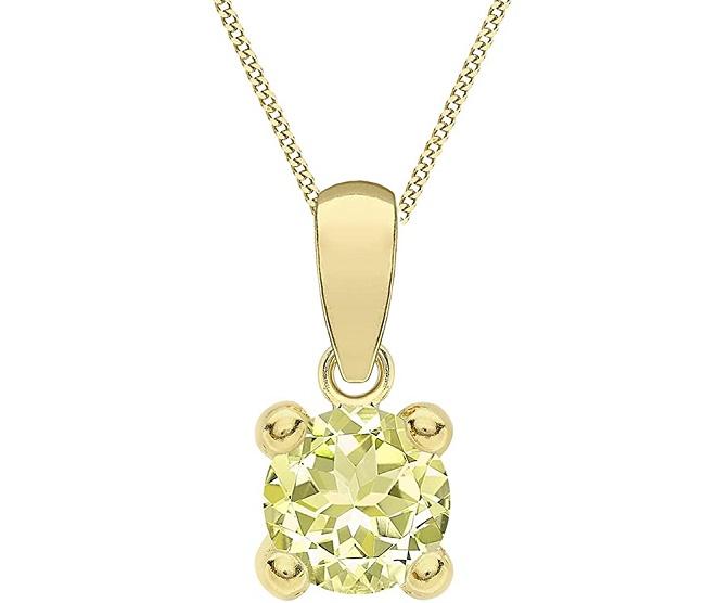 9ct Yellow Gold Cubic Zirconia Birthstone August Pendant - NiaYou Jewellery