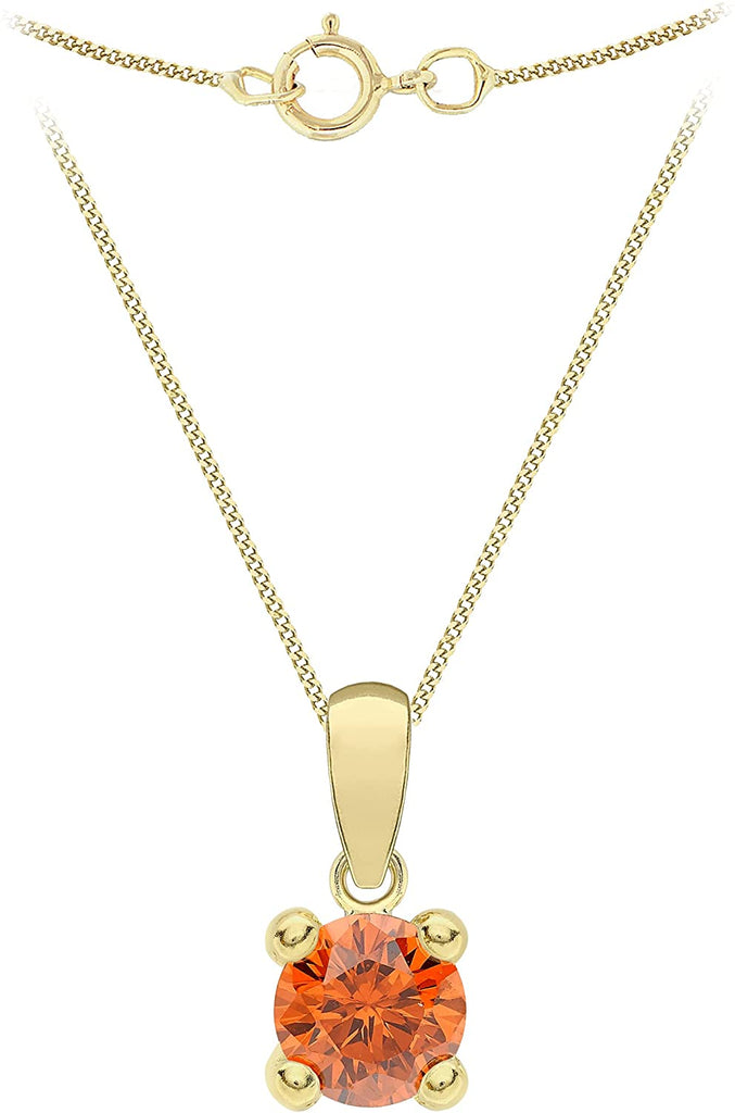 9ct Yellow Gold Cubic Zirconia Birthstone January Pendant Necklace - NiaYou Jewellery