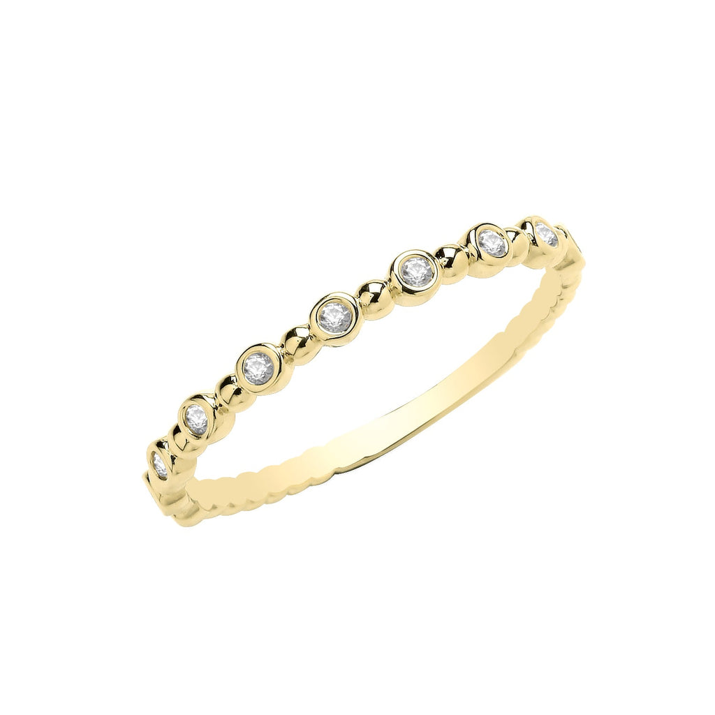 9ct Yellow Gold Cubic Zirconia Bobble Ring - NiaYou Jewellery