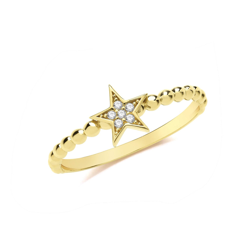 9ct Yellow Gold Cubic Zirconia Bobble Star Ring - NiaYou Jewellery