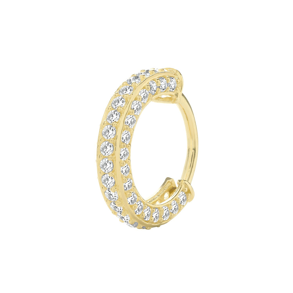 9ct Yellow Gold Cubic Zirconia Cartilage Single Hoop Earring - NiaYou Jewellery