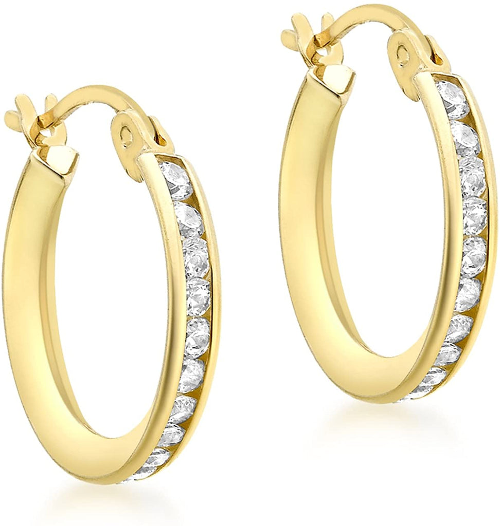 9ct Yellow Gold Cubic Zirconia Creole Hoop Earrings - NiaYou Jewellery