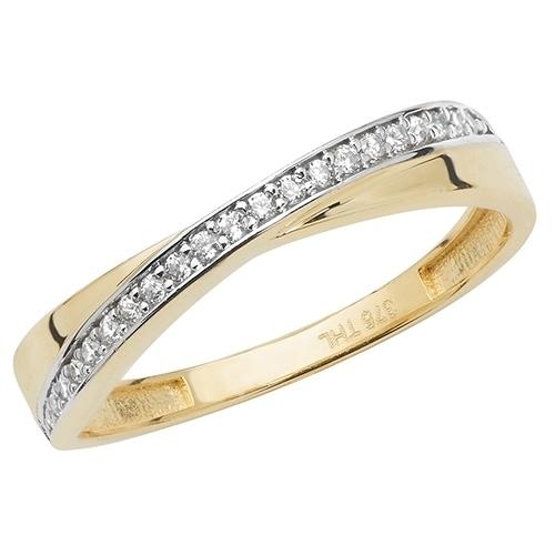 9ct Yellow Gold Cubic Zirconia Crossover Band Ring - NiaYou Jewellery