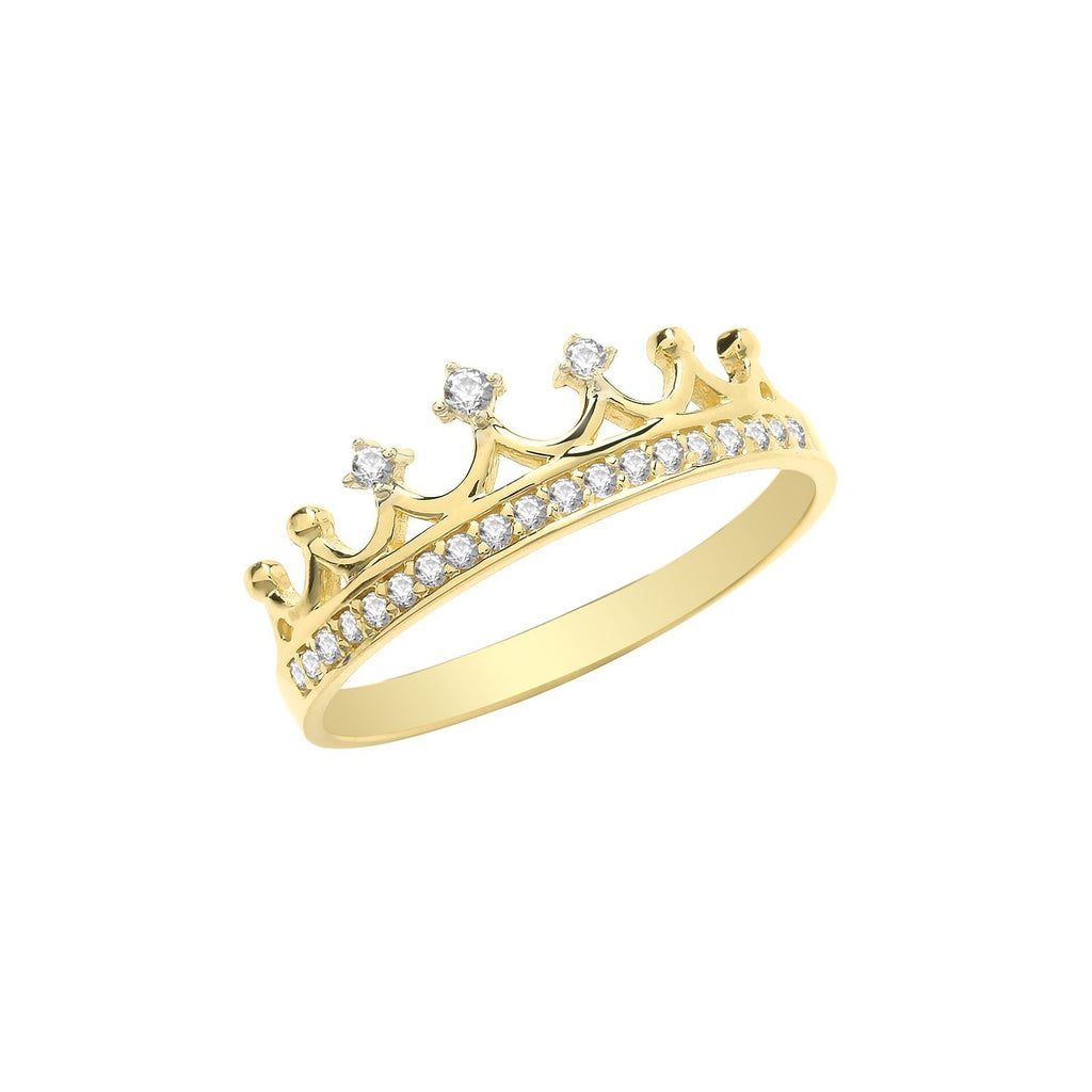 9ct Yellow Gold Cubic Zirconia Crown Tiara Ring - NiaYou Jewellery