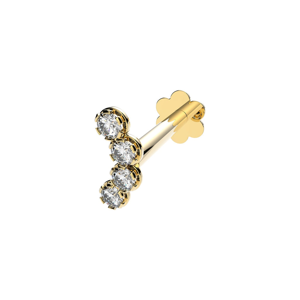 9ct Yellow Gold Cubic Zirconia Curved Lip Stud Labret - NiaYou Jewellery