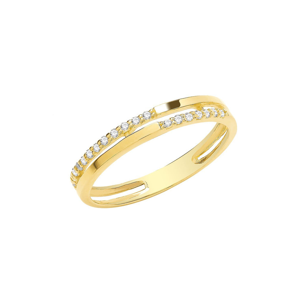 9ct Yellow Gold Cubic Zirconia Double Band Ring - NiaYou Jewellery