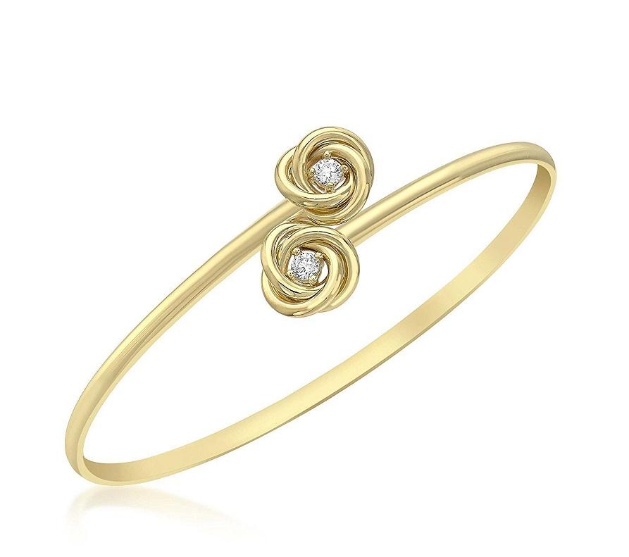 9ct Yellow Gold Cubic Zirconia Double Knot Flexible Bangle - NiaYou Jewellery