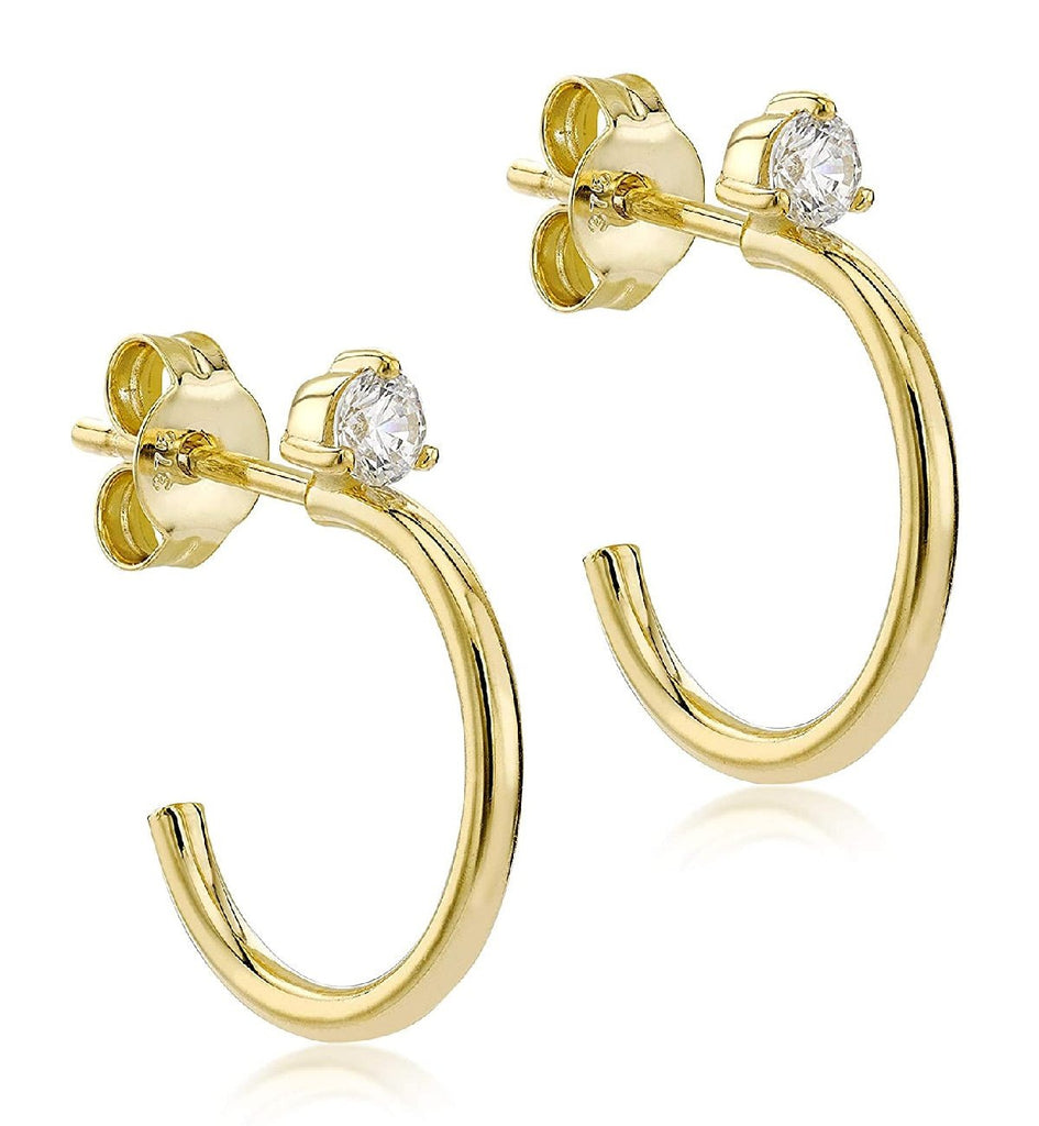 9ct Yellow Gold Cubic Zirconia Half Hoop Earrings - NiaYou Jewellery