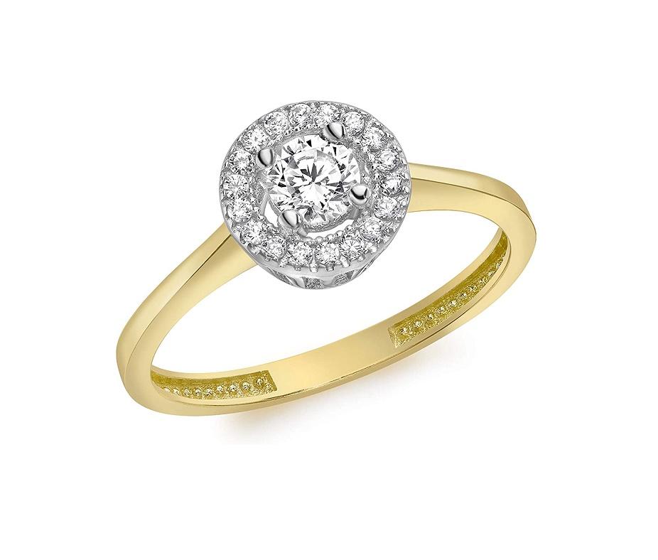 9ct Yellow Gold Cubic Zirconia Halo Ring - NiaYou Jewellery