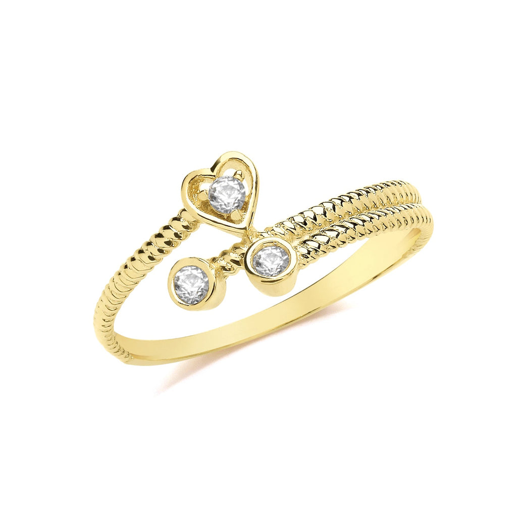 9ct Yellow Gold Cubic Zirconia Heart and Rubover Ring - NiaYou Jewellery