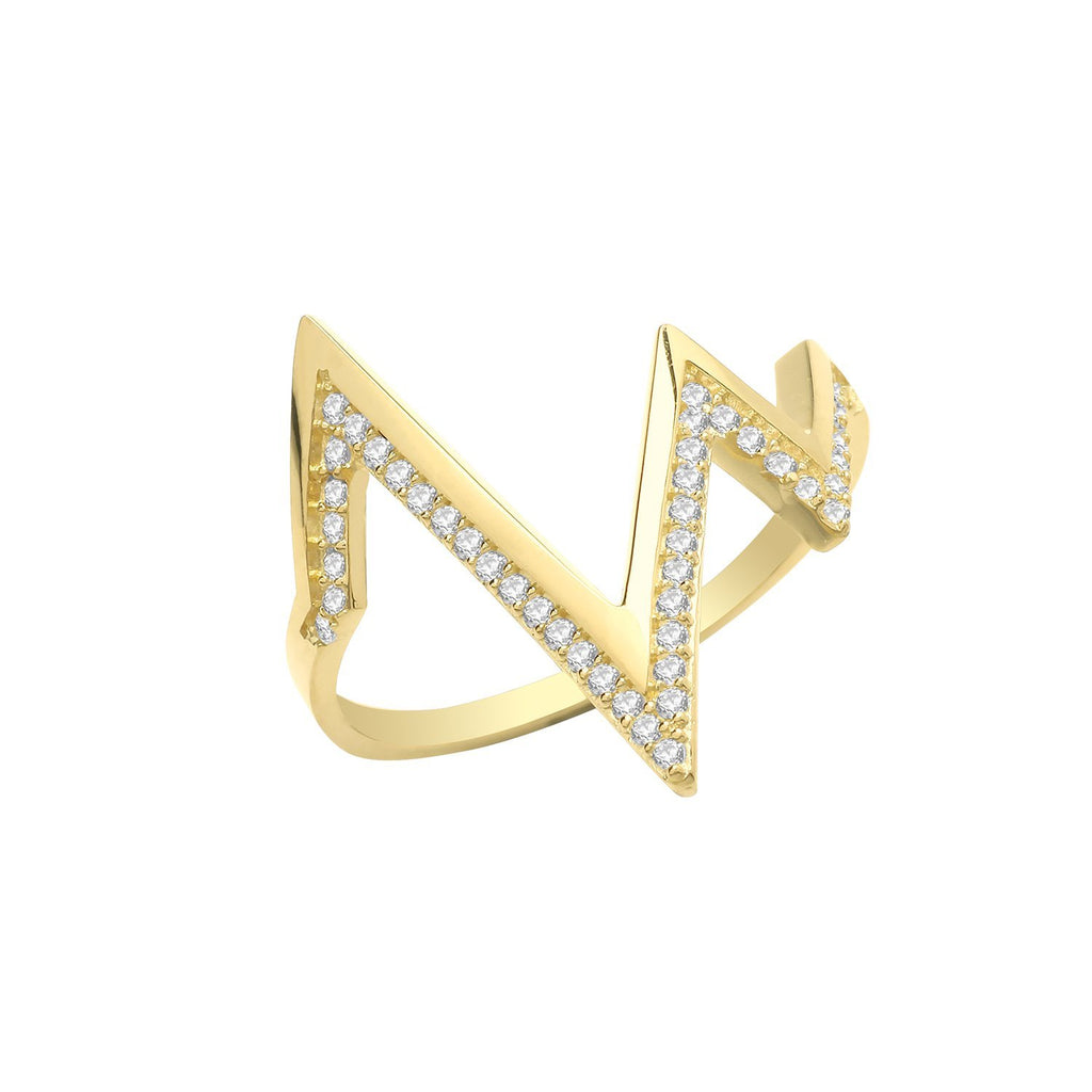 9ct Yellow Gold Cubic Zirconia Heartbeat Ring - NiaYou Jewellery