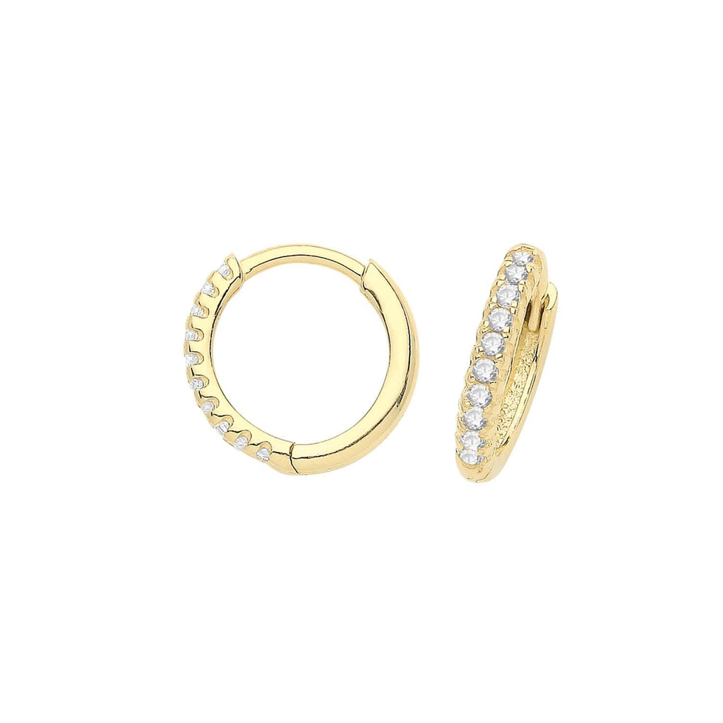 9ct Yellow Gold Cubic Zirconia Hinged Hoop Earrings - NiaYou Jewellery