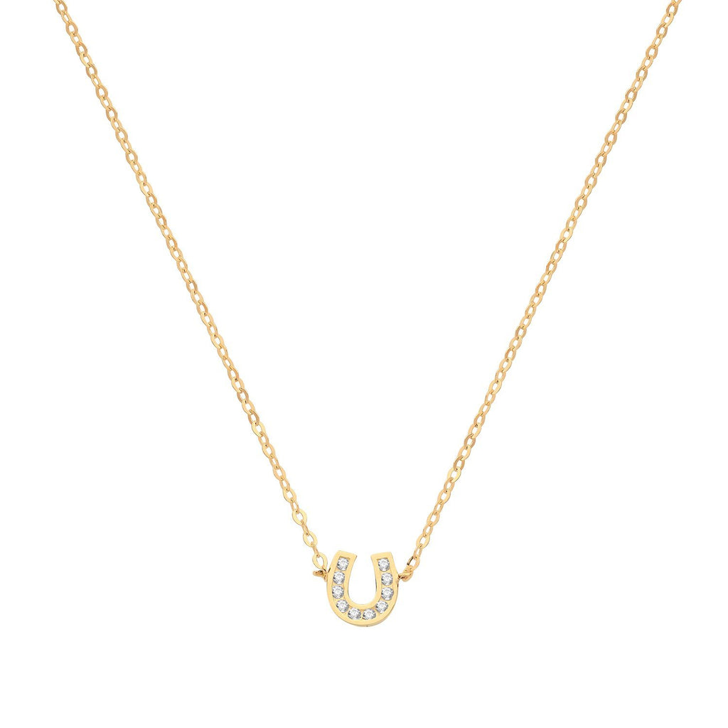 9ct Yellow Gold Cubic Zirconia Horseshoe Necklace - NiaYou Jewellery