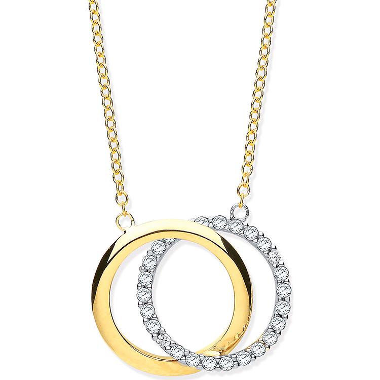 9ct Yellow Gold Cubic Zirconia Interlocking Circle Necklace - NiaYou Jewellery