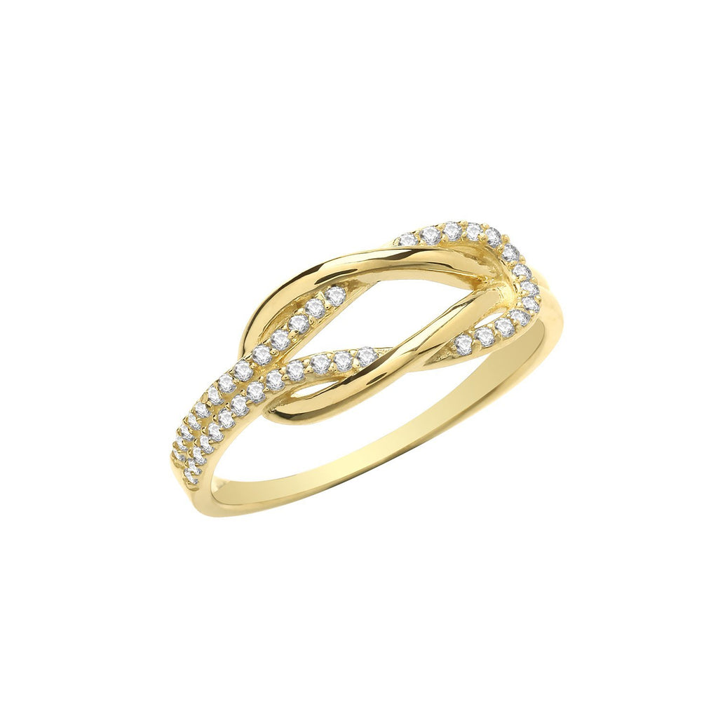 9ct Yellow Gold Cubic Zirconia Knot Ring - NiaYou Jewellery