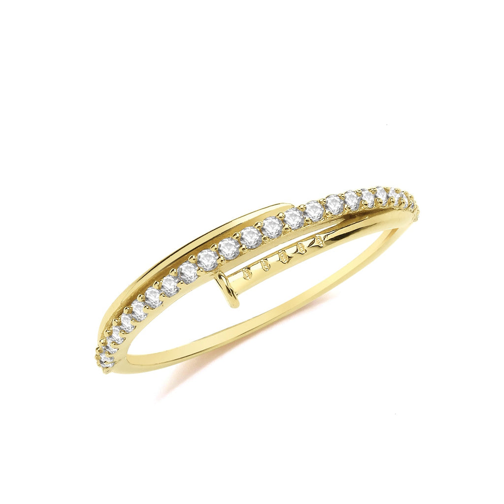 9ct Yellow Gold Cubic Zirconia Nail Ring - NiaYou Jewellery