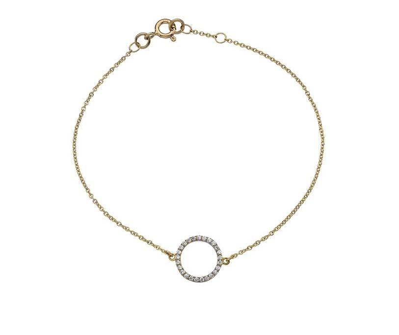 9ct Yellow Gold Cubic Zirconia Open Circle Bracelet - NiaYou Jewellery