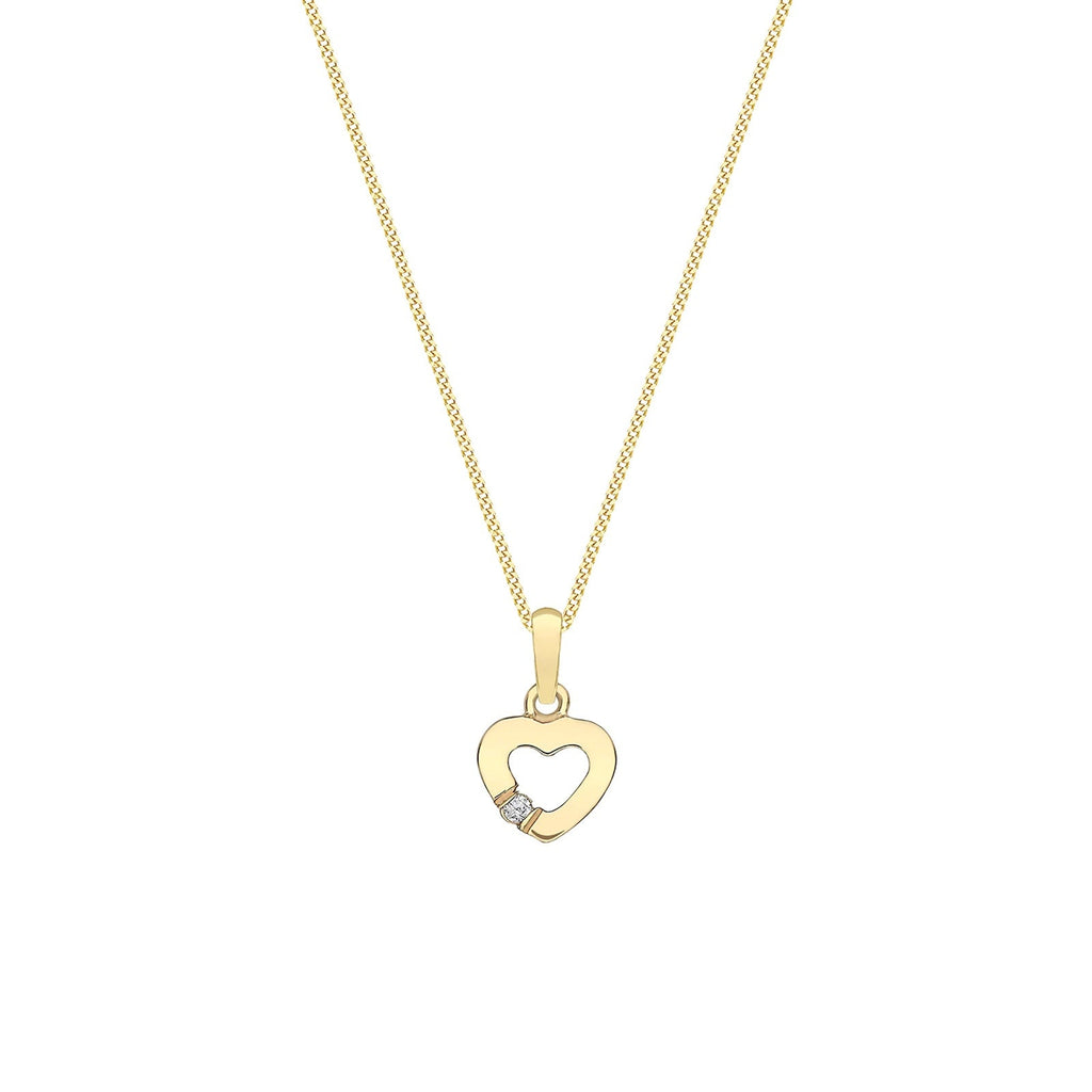 9ct Yellow Gold Cubic Zirconia Open-Heart Pendant Necklace - NiaYou Jewellery
