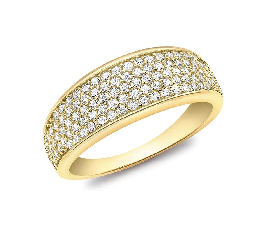 9ct Yellow Gold Cubic Zirconia Pave Set Tapered Ring - NiaYou Jewellery