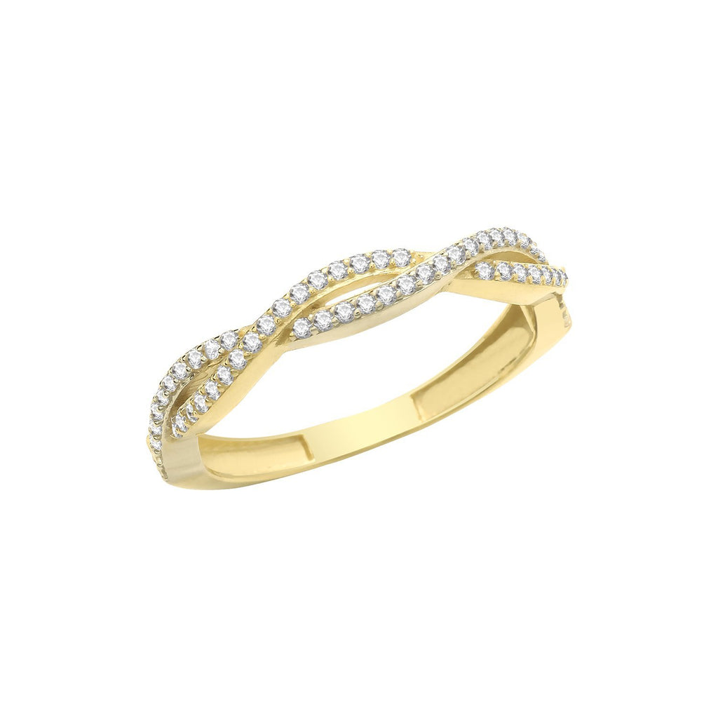 9ct Yellow Gold Cubic Zirconia Plaited Ring - NiaYou Jewellery