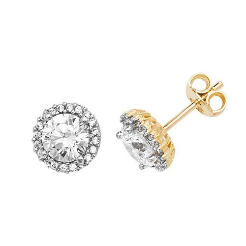 9ct Yellow Gold Cubic Zirconia Round Stud Earrings - NiaYou Jewellery
