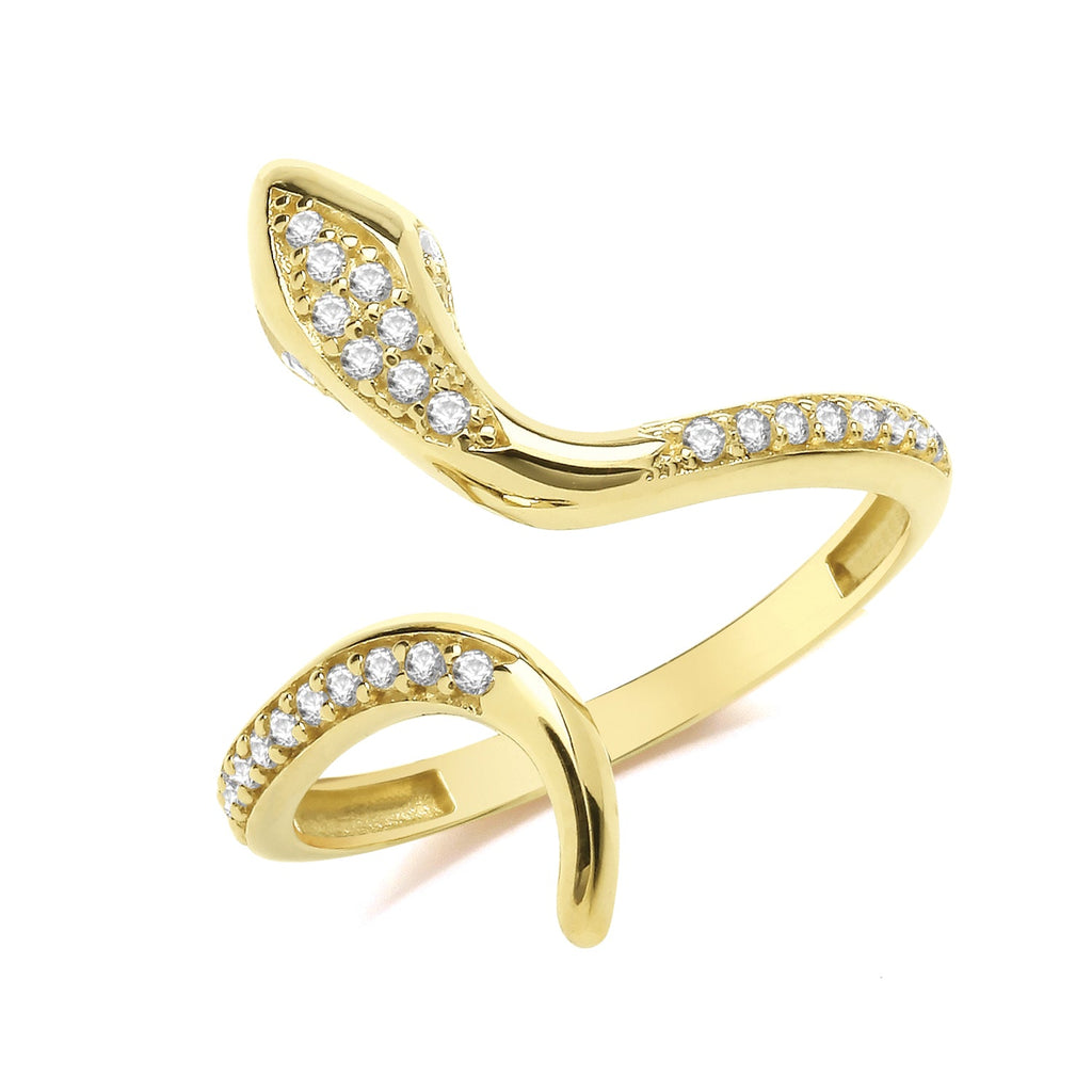 9ct Yellow Gold Cubic Zirconia Snake Open Ring - NiaYou Jewellery