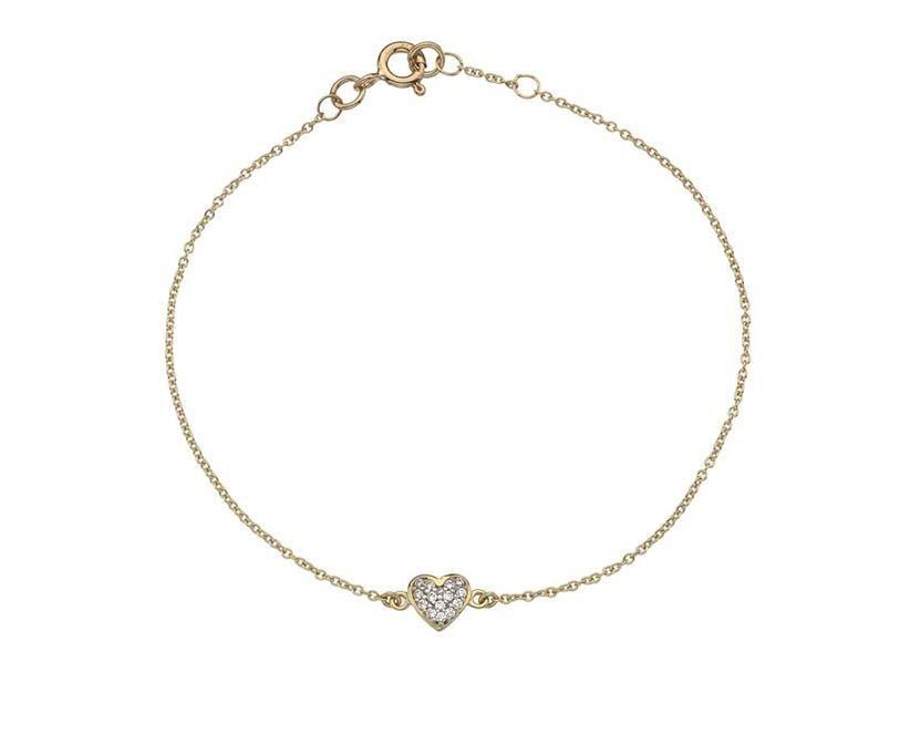9ct Yellow Gold Cubic Zirconia Solid Heart Bracelet - NiaYou Jewellery