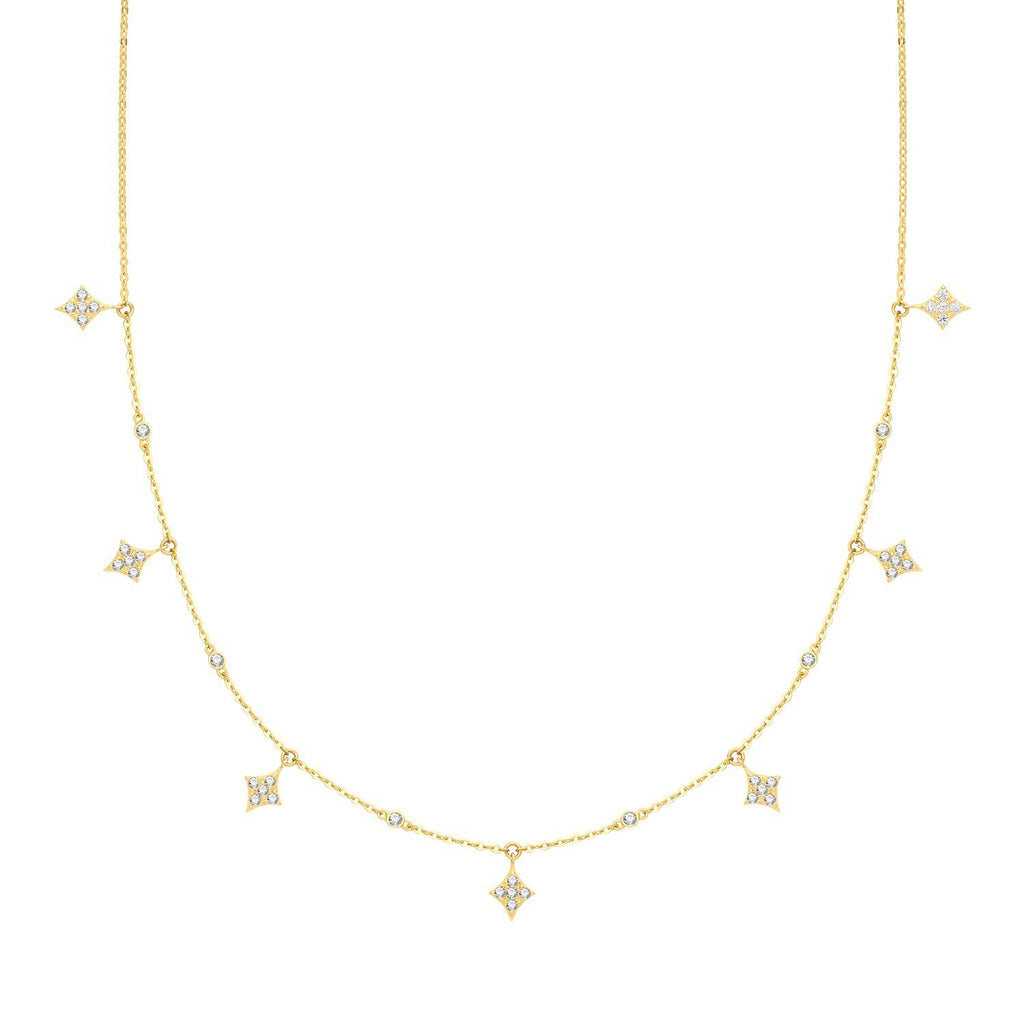 9ct Yellow Gold Cubic Zirconia Star Droplets Necklace - NiaYou Jewellery