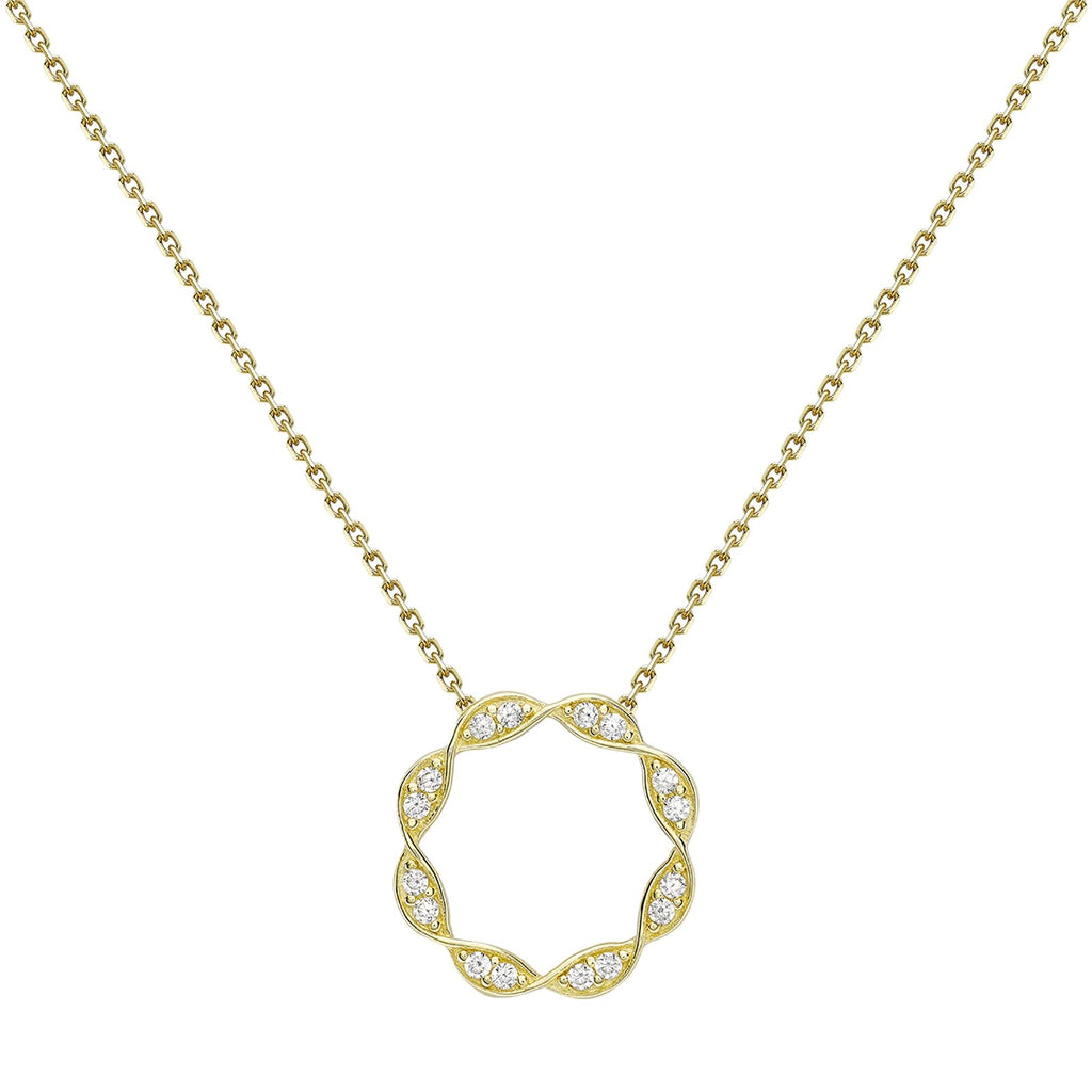 9ct Yellow Gold Cubic Zirconia Twist Circle Pendant - NiaYou Jewellery