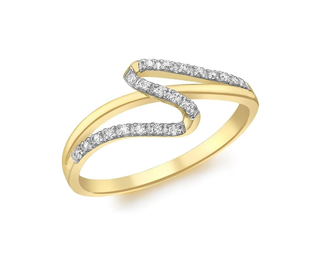 9ct Yellow Gold Cubic Zirconia Wave Band Ring - NiaYou Jewellery