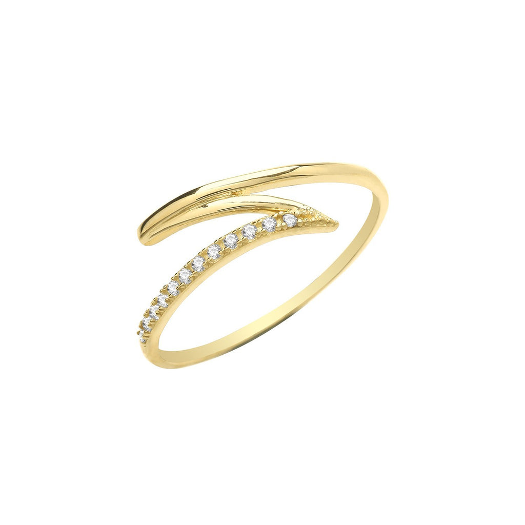 9ct Yellow Gold Cubic Zirconia ZigZag Ring - NiaYou Jewellery