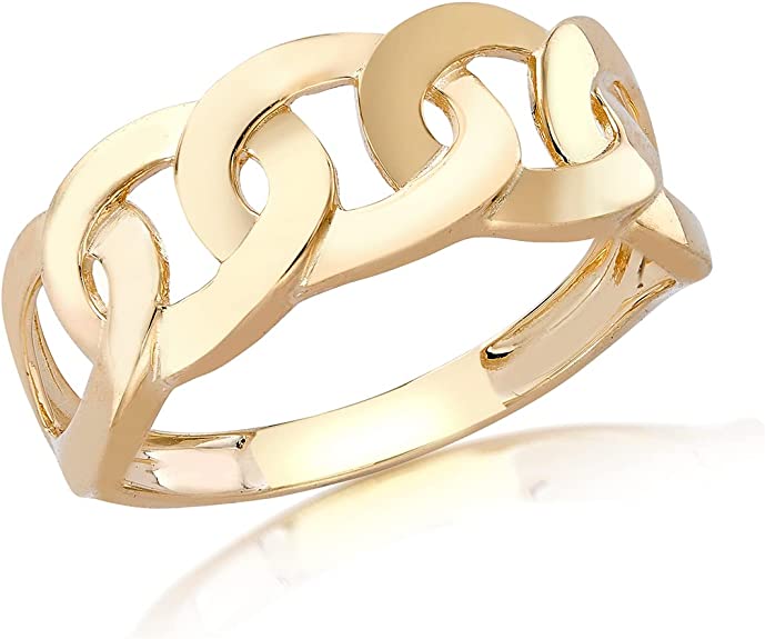 9ct Yellow Gold Curb Chain Style Ring - NiaYou Jewellery