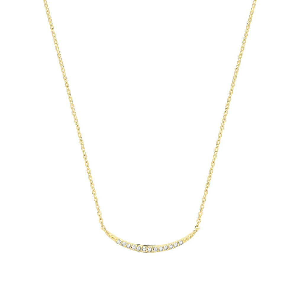 9ct Yellow Gold Curved Bar with Cubic Zirconia Necklace - NiaYou Jewellery